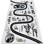 Rugsx Alfombra FUN Route para niños, calle, animales crema 240x330 cm