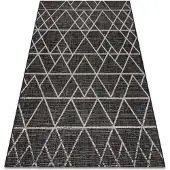 Rugsx Alfombra de cuerda sisal FLOORLUX 20508 negro/plateado Triángulos 60x110 cm