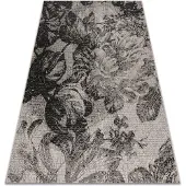 Rugsx Alfombra de cuerda sisal FLOORLUX 20491 Flores plateado/negro 60x110 cm