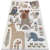Rugsx Alfombra BONO 8425 Animales del bosque crema / marrón 200x290 cm