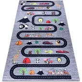 Rugsx BAMBINO 2092 matto Kadut ja autoja, liukumaton - antrasiitti