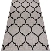 Rugsx MATTO STRING SIZAL FLOORLUX 20608 , Marokkolainen apila, trellis hopea / musta
