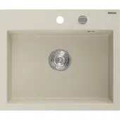Mexen Oscar graniittinen yhden altaan keittiöallas 580 x 490 mm, beige, kromi-sifoni - 6519581000-69
