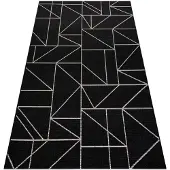 Rugsx Alfombra de cuerda sisal FLOORLUX 20605 negro / plateado Triángulos, Geométrico 120x170 cm