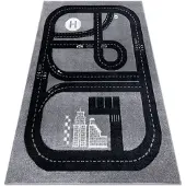Rugsx Alfombra FUN Track para niños, calle, pueblo gris 80x150 cm