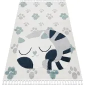 Rugsx Alfombra YOYO GD59 blanco / gris - Gatito para niños, estructural, sensorial Flecos 200x290 cm