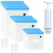 MaxPower Sous Vide -pussit 20 pakkausta uudelleenkäytettävät sähkötyhjiöelintarvikkeiden säilytysliesi 1 käsipumpulla suljetulla