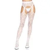 Leg avenue Seksikkäät sukkahousut Heart Net Suspender Hose, valkoinen