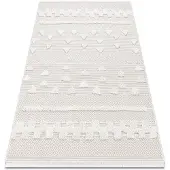Rugsx Alfombra EKO SIZAL MOROC 22321 Triangulos, zigzag boho flecos, estructural - beige / crema 117x170 cm