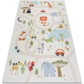 Rugsx Alfombra lavable BAMBINO 1165 Zoo para niños antideslizante - beige 80x150 cm