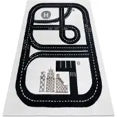 Rugsx Alfombra FUN Track para niños, calle, pueblo crema 140x190 cm