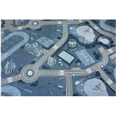 Rugsx Moqueta antideslizante infantil STREET azul 100x350 cm