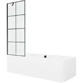 Mexen Cube suorakulmainen kylpyamme 170 x 80 cm kotelolla ja 1-ovinen suihkuovi 70 cm, musta kuvio - 550517080X9507007077, 170 x 80 cm