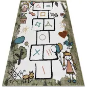 Rugsx Alfombra FUN Hop para niños, rayuela, animales verde 80x150 cm