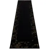 Rugsx Alfombra, alfombra de pasillo GLOSS moderno 408C 86 Marco elegante, glamour, art deco negro / oro 80x300 cm