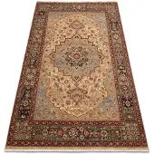 Rugsx Alfombra KESHAN franjas, Rosetón oriental 7519/53555 beige / azul oscuro 200x290 cm