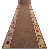 Rugsx Alfombra de pasillo con refuerzo de goma JENA marrón 67cm 67x1400 cm