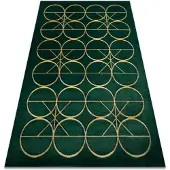 Rugsx Alfombra EMERALD exclusivo 1010 glamour, elegante circulos botella verde / oro 160x220 cm