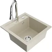 Mexen Vito Graniittinen 1-altainen keittiöallas Elia-keittiöhanalla, beige - 6503-69-670101-00