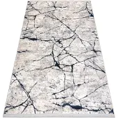Rugsx Alfombra moderna REBEC franjas 51184A Mármol - dos niveles de vellón crema / azul oscuro 80x150 cm