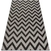 Rugsx Alfombra de cuerda sisal FLOORLUX 20340 plateado/negro Zigzag 160x230 cm