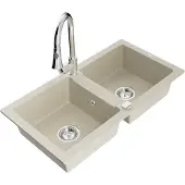 Mexen Mario 2-osainen graniittikeittiöallas ja Elia-keittiöhana, beige - 6504-69-670101-00
