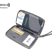 MaxPower RFID-passinsuojattu matkustuslompakko vetoketjulla , pilka