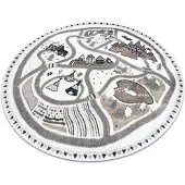 Rugsx Alfombra FUN Land para niños, la aldea, calles, circulo - crema circulo 160 cm