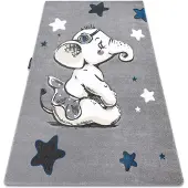 Rugsx Alfombra PETIT ELEPHANT ELEFANTE ESTRELLA gris 140x190 cm
