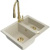 Mexen Carlos Graniittinen 1,5-altaiden keittiöallas Savita, beige - 6518-69-672601-50