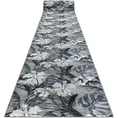 Rugsx Alfombra de pasillo con refuerzo de goma MONSTERA Hojas, gris 80 cm 80x230 cm