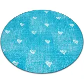 Rugsx Matto lapsille HEARTS pyörä Pesty denim, sydämet, lasten - turkoosi