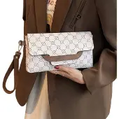 MaxPower Klassinen Geometrinen Kuvioinen Naisten Pitkä Lompakko Remmillä , Baltas tinklelis