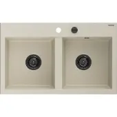 Mexen Hektor graniittinen kaksiroskainen keittiöallas 800 x 480 mm, beige, musta tyyppi - 6521802000-69-B