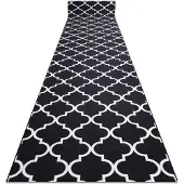 Rugsx Alfombra de pasillo con refuerzo de goma Enrejado Trébol 100 cm marroquí negro Trellis 30350 100x710 cm