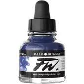 Daler Rowney FW akryylimustepullo, indigo - Monipuolinen akryylipiirustusmuste taiteilijoille ja opiskelijoille - Pysyv kalligrafiamuste - Arkis