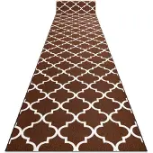 Rugsx Alfombra de pasillo con refuerzo de goma Enrejado Trébol marroquí marrón Trellis 30351 67 cm 67x380 cm