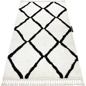 Rugsx Alfombra BERBER Cuadriculado blanco Franjas Bereber Marroquí Shaggy 240x330 cm
