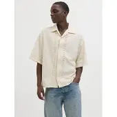 Jack & Jones Jormarrakech Detail Shirt Ss - Cream - S