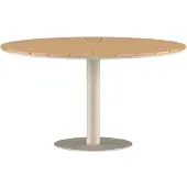 Ebuy24 Ruokapöytä, Croft Pyöreä, 120 cm, Beige, Alumiini Tiikki