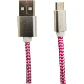Enjoy punottu microUSB kaapeli 1.4m pinkki/valkoinen