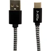 Enjoy punottu USB-C kaapeli 1.4m musta/valkoinen