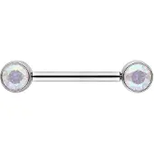 Wildcat Muse Barbell - nännikoru - 14,0 mm, Hopeinen metalli, Aurora Boreale