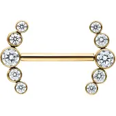 Wildcat Penta Crystal Barbell - barbelli kristallikoristeilla - 14,0 mm, Kultainen metalli
