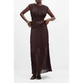 French Connection Saylor Pleated Overlay Skirt - Brown - 38