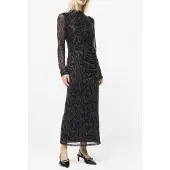 French Connection Zaria Mesh L/S Dress - Black - S