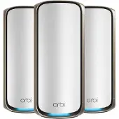 Netgear Orbi 970 Series -mesh WiFi -järjestelmä, Wi-Fi 7, Quad-band, 3 kpl, 10G WAN -portilla, harmaa