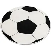Rugsx Alfombra SILVER circulo PIŁKA Fútbol negro - blanco circulo 80 cm