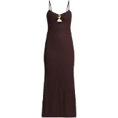 Bardot Karla Gold Clasp Midi Dress - Brown - M