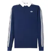Adidas Originals Paita '3-Stripes Rugby Longsleeve' tummansininen / valkoinen